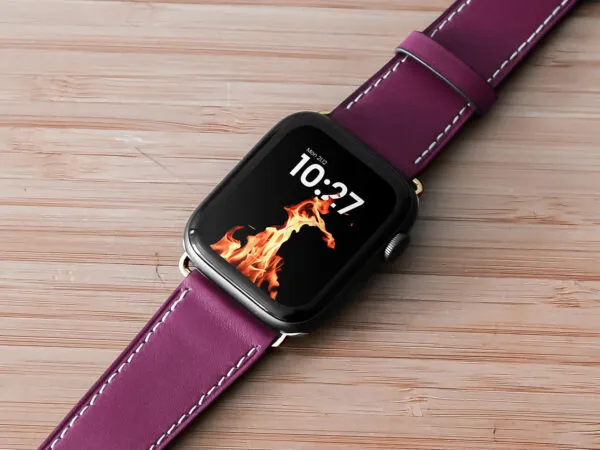Perspective View of Smartwatch Mockup with Leather Belt 1 1