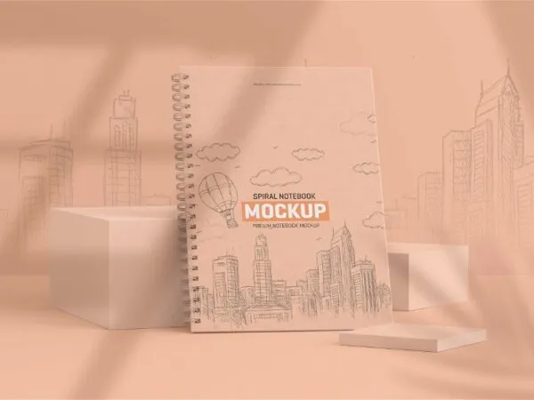 Perspective View of Spiral Notebook Mockup 1