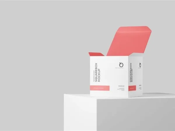 Perspective View of Square Box Mockup 1