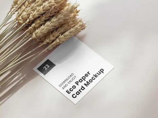 Perspective View of Square Card Mockup with Wheat 1