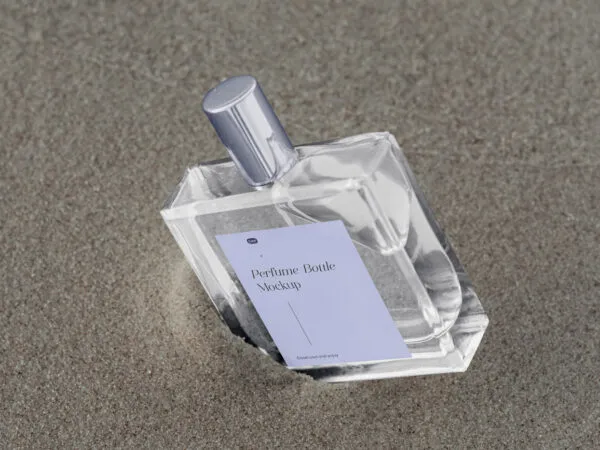 Perspective View of Square Perfume Bottle Mockup 1