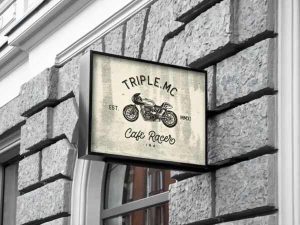 Perspective View of Square Sign Mockup on Building 1