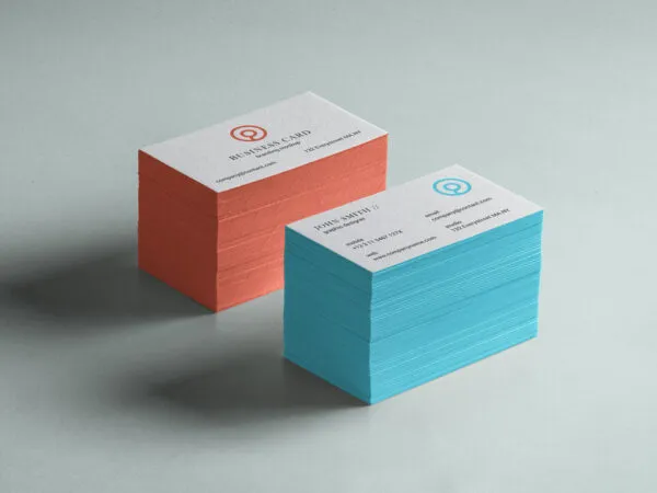 Perspective View of Stack of Business Card Brand Mockup 1