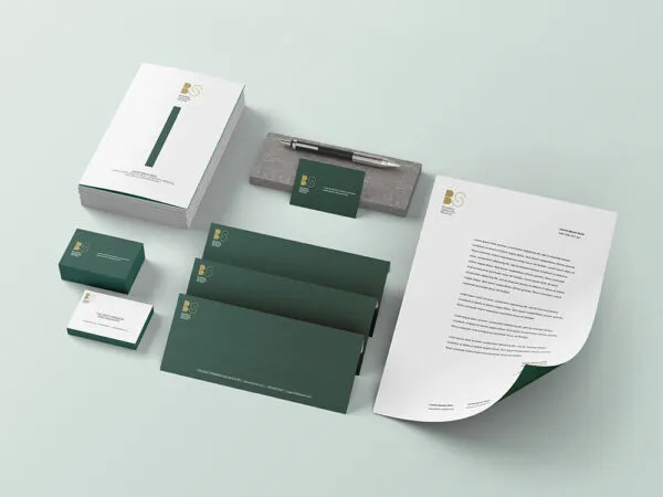 Perspective View of Stationery Items Mockup 1