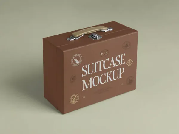 Perspective View of Suitcase Box Mockup 1