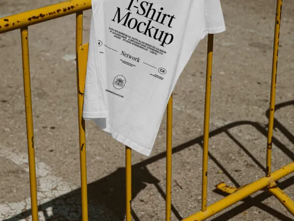 Perspective View of T Shirt Mockup on Street 1