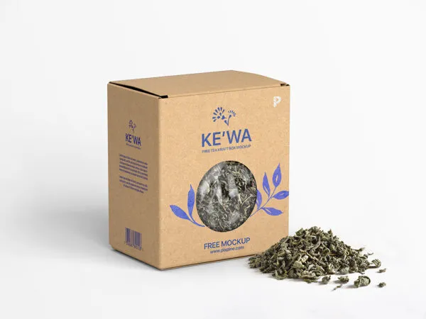 Perspective View of Tea Kraft Box Mockup 1