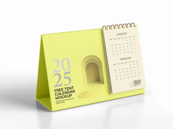 Perspective View of Tent Calendar Mockup 1