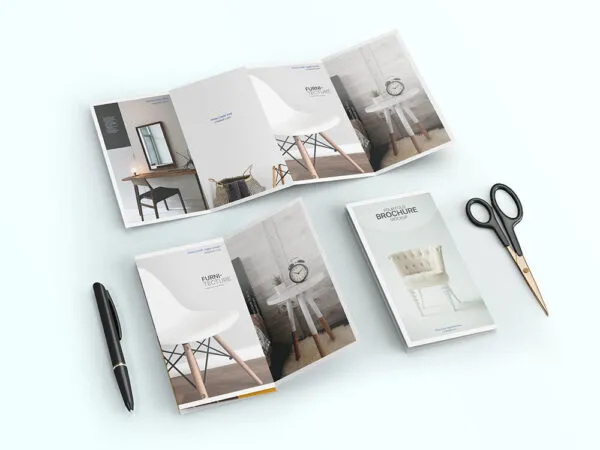 Perspective View of Three 4 Fold Brochure Mockup 1