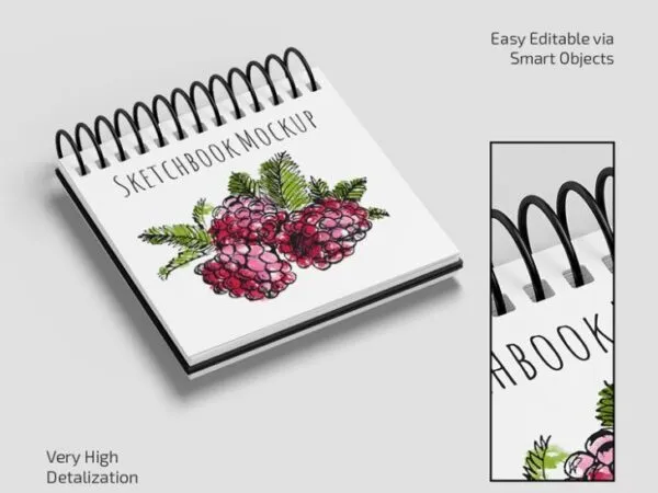 Perspective View of Three Realistic Sketchbook Mockups 1
