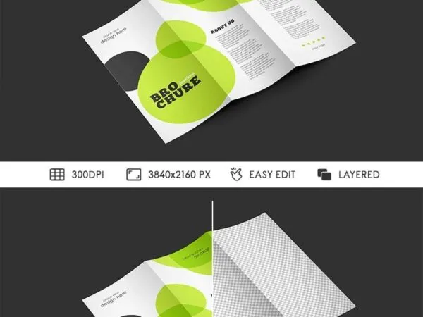 Perspective View of Trifold Brochure Mockup 1