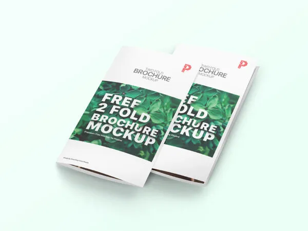 Perspective View of Two Bi fold Brochures Mockup 1