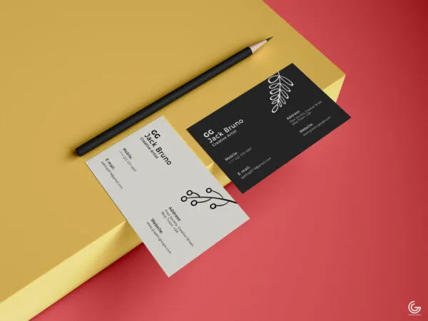 Perspective View of Two Business Cards Mockup 1