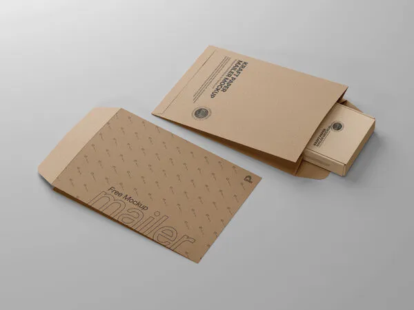 Perspective View of Two Kraft Paper Mailer Mockup 1