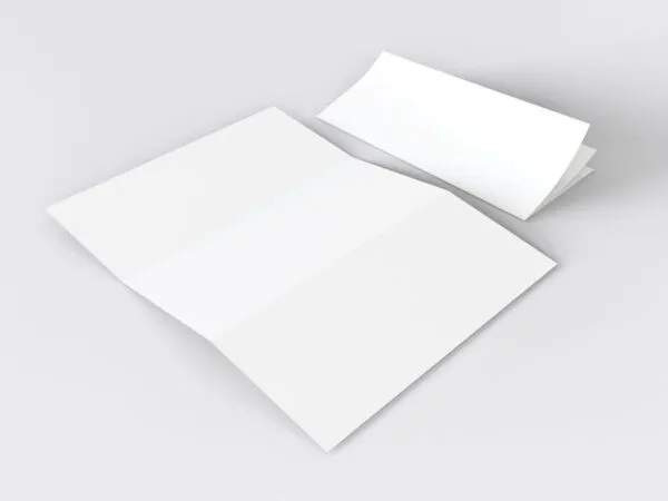 Perspective View of Two Open and a Close Tri Fold Brochures Mockup 1