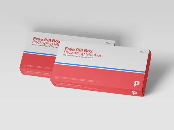 Perspective View of Two Pill Packaging Mockup 1