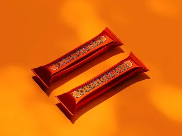 Perspective View of Two Slim Snack Bar Packaging Mockup 1