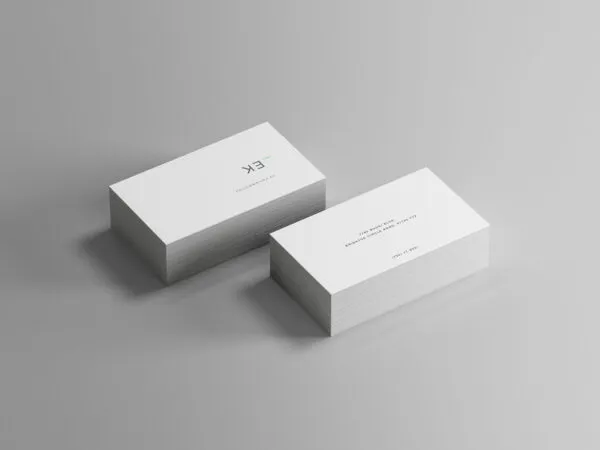 Perspective View of Two Stacks of Business Cards Mockup 1