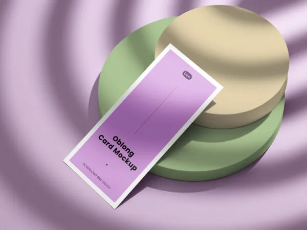 Perspective View of Vertical Paper Card Mockup with Stand 1