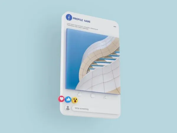 Perspective View of a 3D Facebook Post Mockup 1