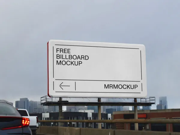Perspective View of a Big City Billboard Mockup 1