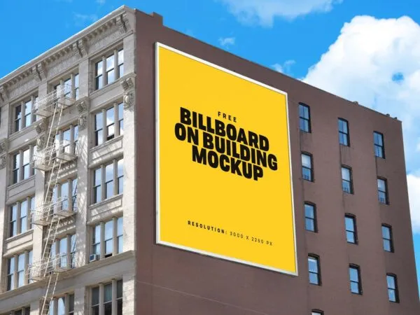 Perspective View of a Building Billboard Mockup 1