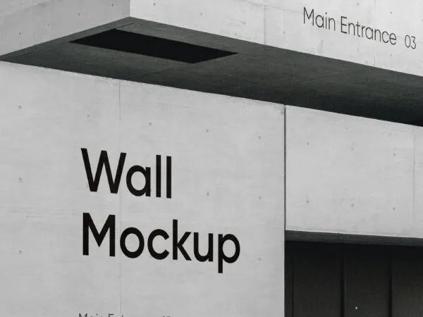 Perspective View of a Building Wall Mockup 1