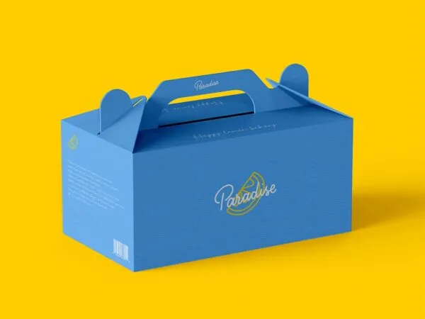 Perspective View of a Cake Packaging Box Mockup 1