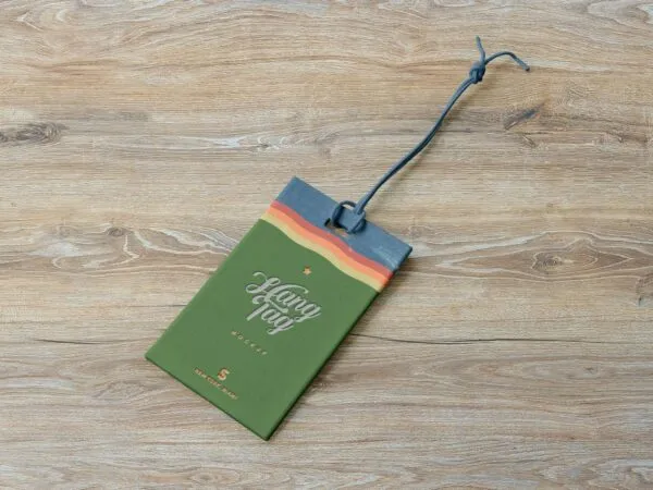 Perspective View of a Clothing Tag Mockup 1