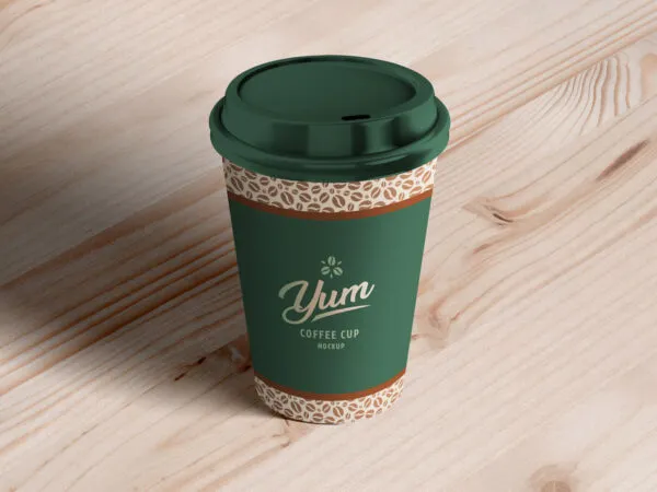 Perspective View of a Coffee Cup Mockup 1