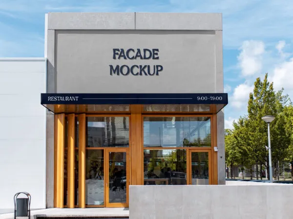 Perspective View of a Concrete Building Facade Mockup 1