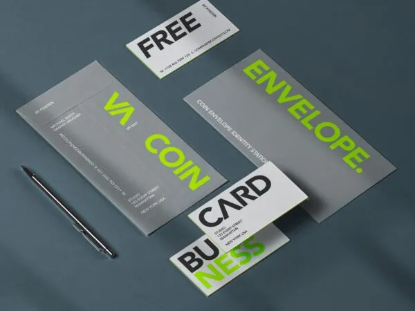 Perspective View of a Corporate Branding Stationery Mockup 1