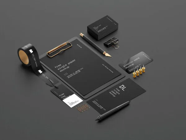 Perspective View of a Corporate Stationery Scene Creator Mockup 1