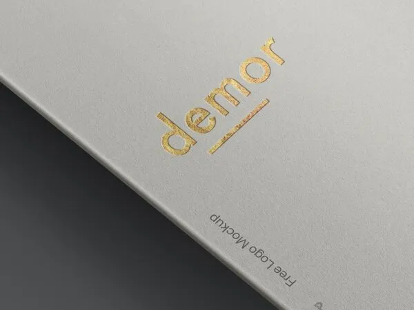 Perspective View of a Foil Textured Logo Mockup 1