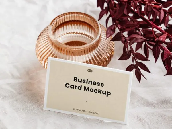 Perspective View of a Horizontal Business Card Mockup 1