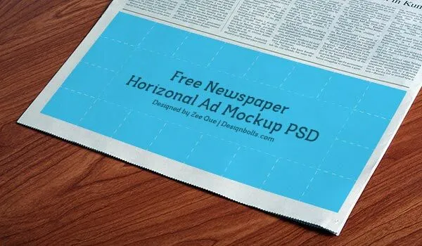 Perspective View of a Horizontal Newspaper Ad Mockup 1