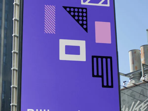 Perspective View of a Large Rectangle Billboard Mockup 1