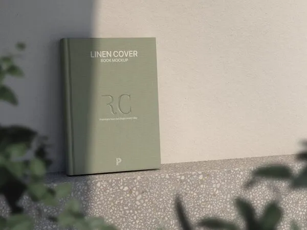 Perspective View of a Linen Book with an Overlay Shadow Mockup 1