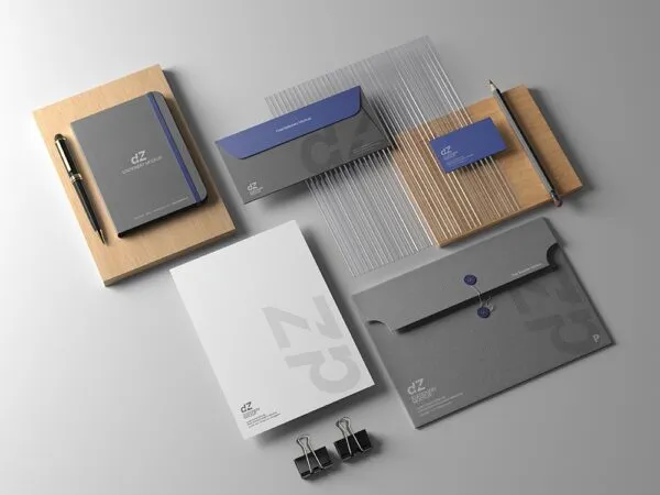 Perspective View of a Modern Stationery Mockup 1