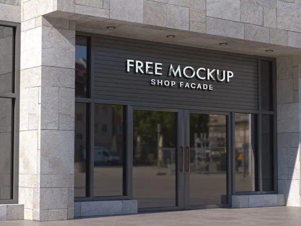 Perspective View of a Modern Storefront Facade Logo Mockup 1