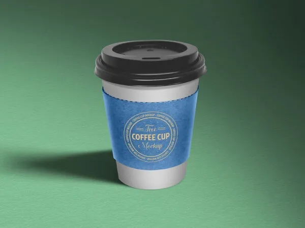 Perspective View of a Paper Coffee Cup Mockup 1