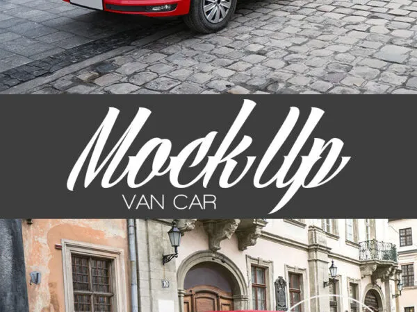 Perspective View of a Parked Van Mockup 1