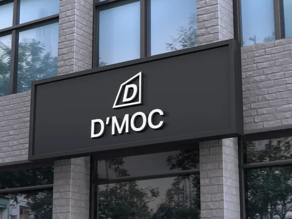 Perspective View of a Realistic Shop Signage Mockup 1