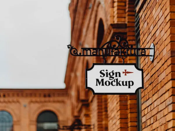 Perspective View of a Shop Sign Mockup 1