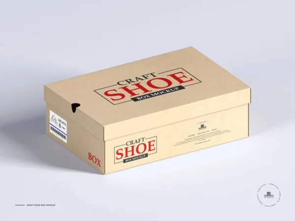 Perspective View of a Simple Kraft Shoe Box Mockup 1