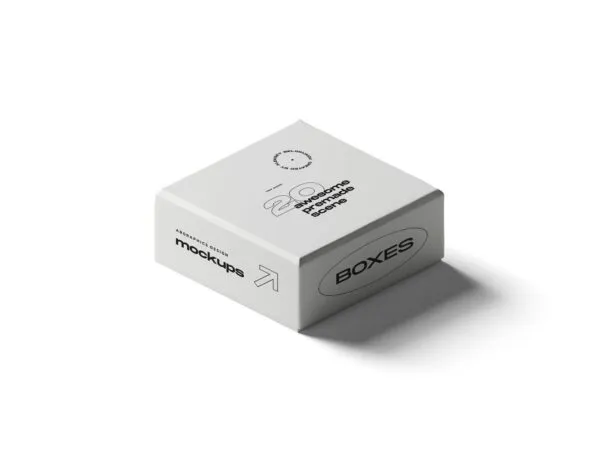 Perspective View of a Square Box Mockup 1