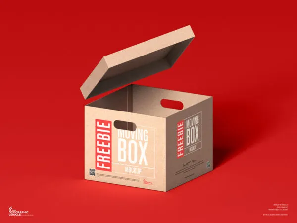 Perspective View of a Square Cardboard Box Mockup 1