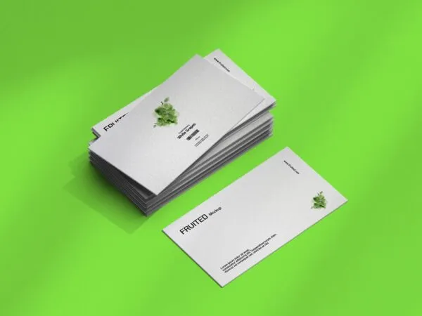 Perspective View of a Stack of Business Cards Mockup 1