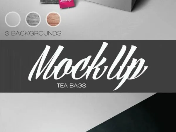 Perspective View of a Teabag and Its Packaging Box Mockup 1