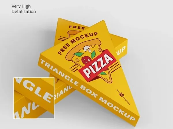 Perspective View of a Triangle Pizza Box Mockup 1